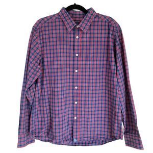 UnTUCKit Mens XL Luzon Mens Blue & Red Plaid Preppy Classic Button Down Shirt